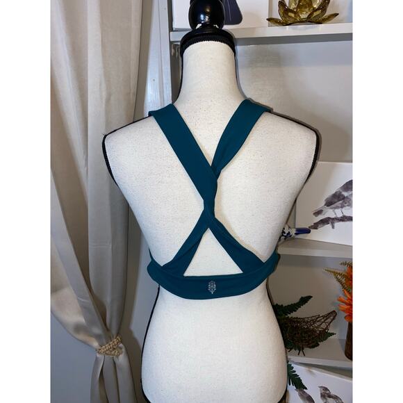 Free People FP Movement size Large Teal Halter Style Sports Bra GUC - Picture 4 of 11